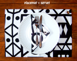 Afrikaanse SERVETTEN Samakaka zwart-wit | set van 2 | african wax print napkins  | 35 x 35 cm | katoen