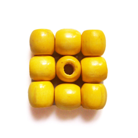 HOUTEN KRALEN 16x17 mm GEEL | groot rijggat 7 mm | 4 stuks