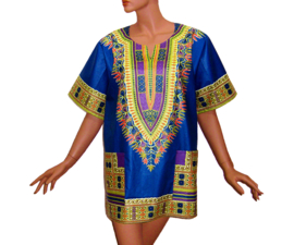 Afrikaans dashiki shirt  BLUE-PURPLE | Vlisco ANGELINA