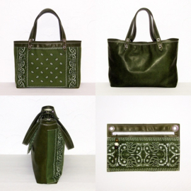 KIJANI + mini tasje leren shopper / strandtas | paisley print