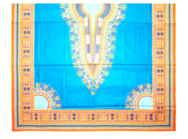 Dashiki stof TURQUOISE | ANGELINA Java Prints van VLISCO | 6 yards = 3 dashiki patronen