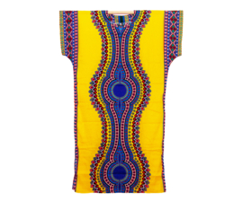 Afrikaans dashiki SHIRT LANG mozaiek donkergeel | kaftan