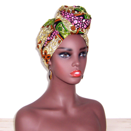 Afrikaanse hoofddoek - headwrap NANDI | African wax print | katoen - 180 x 56 cm