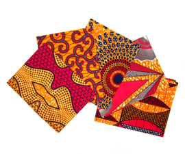 Afrikaanse quiltstoffen | 5 Fat Quarters African Wax Print | bundel ORANGE