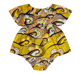 Dashiki setje BABY GIRL YELLOW | jurkje + luierbroekje | Vlisco Super-Wax | maat 62/68 = 4-6 maanden