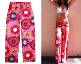 Palazzo pants PINK-MULTICOLOR | hippie bohemian style maat 40