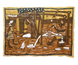 Bogolan mud cloth wandkleed uit Mali | handgeweven & handbeschilderd | 110x165 cm