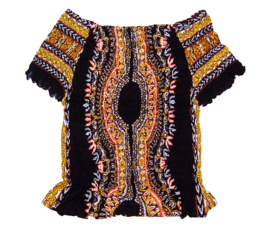 African Gypsy smock top ZWART | baby doll topje | 3 maten