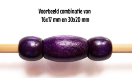 HOUTEN KRALEN 16x17 mm PAARS | groot rijggat 7 mm | 4 stuks
