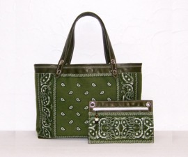 KIJANI + mini tasje leren shopper / strandtas | paisley print