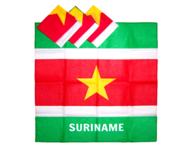 4 ZAKDOEKEN vlag van SURINAME 55x55cm 100% katoen  €4,00/stuk