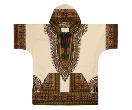 Afrikaanse dashiki hoodie CREAM | Vlisco ANGELINA | maat XL/XXL