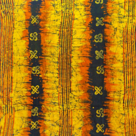 003 GHANA batik stof ADINKRA ORANGE 100% cotton | handgemaakt | prijs / yard