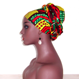 Afrikaanse hoofddoek - headwrap MALANGO | African wax print | katoen - 180 x 56 cm