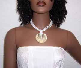 SCHELP ketting met PARELMOER hanger wit | Boho - Ibiza style