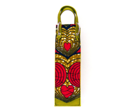 SADE wijntas voor haar van italiaans leer en batik print stof
