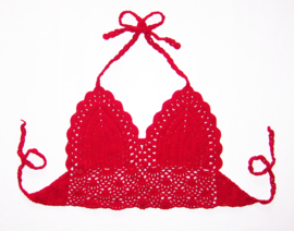 Gehaakt topje RED van katoen | Ibiza gypsy style | maat 36/38