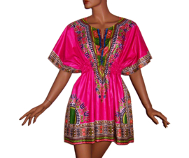 Afrikaanse dashiki jurk PINK | kaftanjurkje | Vlisco ANGELINA