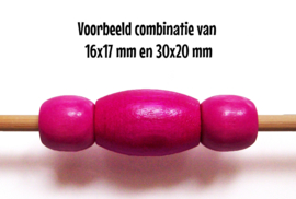 HOUTEN KRALEN 16x17 mm PINK | groot rijggat 7 mm | 4 stuks