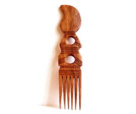 Afrikaanse kam #2 houtsnijwerk handmade in Senegal | 27,5 cm
