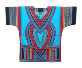 Afrikaans dashiki shirt HEART AZUURBLAUW | unisex