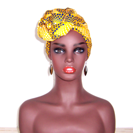Afrikaanse hoofddoek - headwrap NJANO | African wax print 100% katoen - 180 x 56 cm