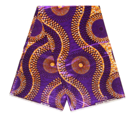 254 Afrikaanse stof | African Wax Print Osikani met paarse opdruk 100% cotton  | prijs / yard