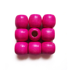 HOUTEN KRALEN 16x17 mm PINK | groot rijggat 7 mm | 4 stuks