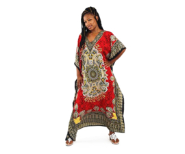 Kaftan RED MEDITERRANEA | paisley boho gypsy | M-XXXL