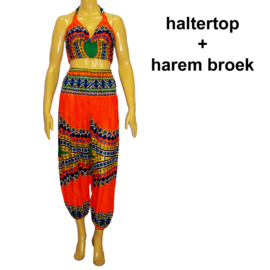 African Gypsy haltertop DONKERGEEL | topje met straps