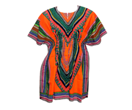 Afrikaanse dashiki jurk HEART ORANJE | kaftan-jurkje