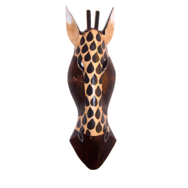 50 cm Houten GIRAFFE masker NEGASI - Afrikaans dierenmasker