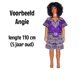 African dashiki set ORANGE | shirt + short | unisex | kleuter | maat M = 4-6 jaar