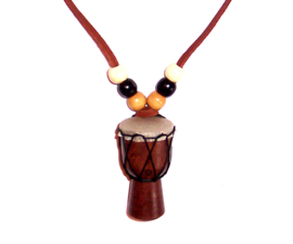 KETTING DRUM #6 | afrikaanse djembé | hout / bruine leerveter