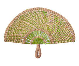 Rieten WAAIER groen | handwaaier / wanddecoratie | gevlochten riet | 42 cm breed