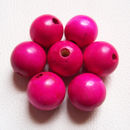 HOUTEN KRALEN 25 mm pink | met groot rijggat | 2 stuks