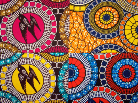 Afrikaanse quiltstoffen | 4 Fat Quarters African Wax Print | bundel CIRCLES