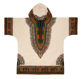 Afrikaanse dashiki hoodie CREAM | Vlisco ANGELINA | maat XL/XXL