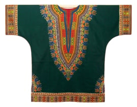 Dashiki shirt met rits DARK GREEN Vlisco ANGELINA | unisex