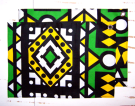 Afrikaanse PLACEMATS Samakaka groen-geel | set van 2 | african wax print  | 32,5 x 45 cm | katoen