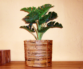 Rotan bloempot / plantenpot | exotische woondeco | Ø 26 cm