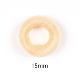 Blank houten ringen 15 mm | voor sieraden en macramé | 10 stuks