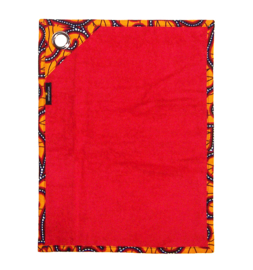 GASTENDOEKJES set RED & YELLOW met afrikaanse print | kadoset met zeepje en wandhaak