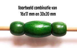 HOUTEN KRALEN 16x17 mm GROEN | groot rijggat 7 mm | 4 stuks