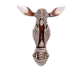 55 cm Set houten maskers ZEBRA + GIRAFFE - dierenmaskers | set #1