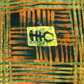 004 GHANA batik stof ADINKRA GREEN - cotton | handgemaakt