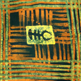 004 GHANA batik stof ADINKRA GREEN 100% cotton | handgemaakt | prijs / yard