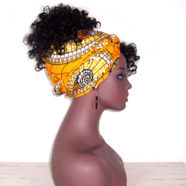 Afrikaanse hoofddoek - headwrap BINTA | African wax print 100% katoen - 180 x 56 cm