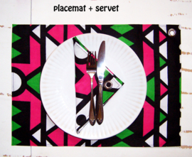 Afrikaanse SERVETTEN Samakaka groen-roze | set van 2 | african wax print napkins  | 35 x 35 cm