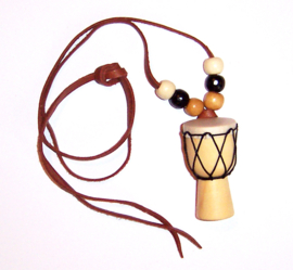 KETTING DRUM #3 | afrikaanse trommel | hout / bruine leerveter